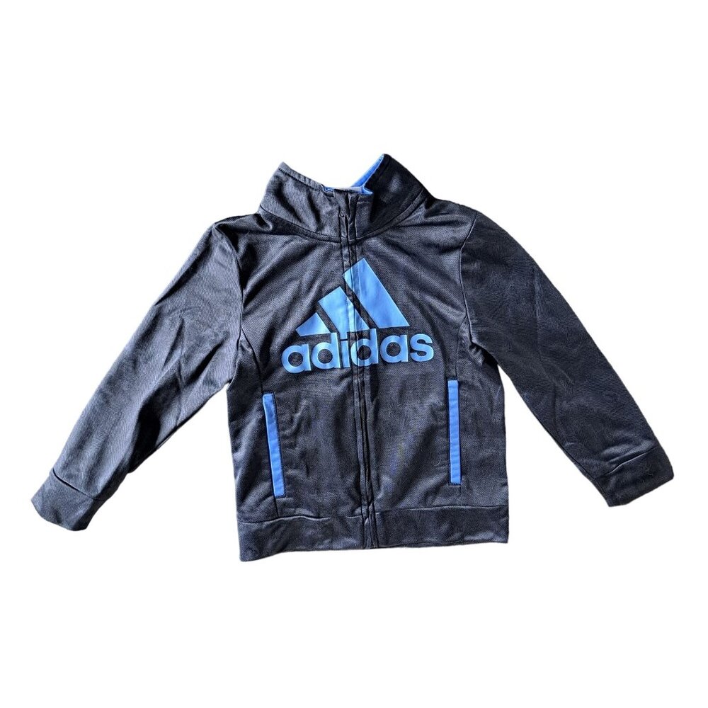 Adidas Boys Full-Zip Jacket 4T Black & Blue Polyester